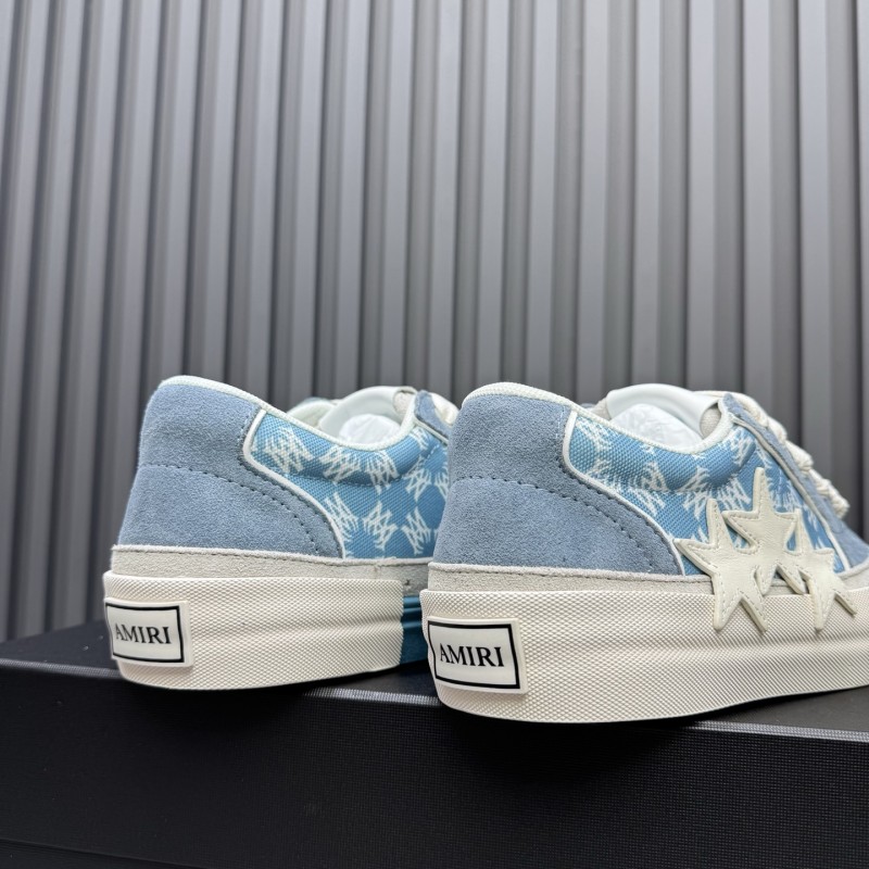 2025 Unisex Amiri Blue White Suede Canvas Sneakers