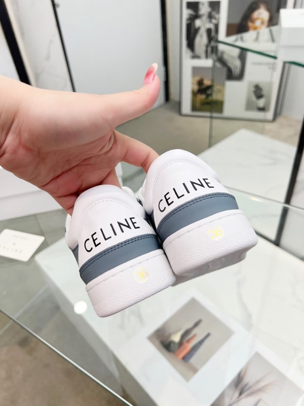 2025 Unisex CELINE White Grey Leather Sneakers
