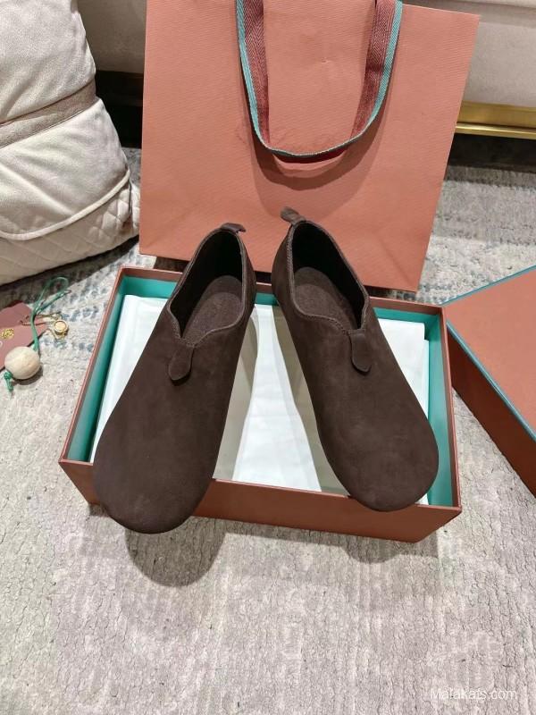 2025 Women LP Dark Brown Suede Loafers LY00300