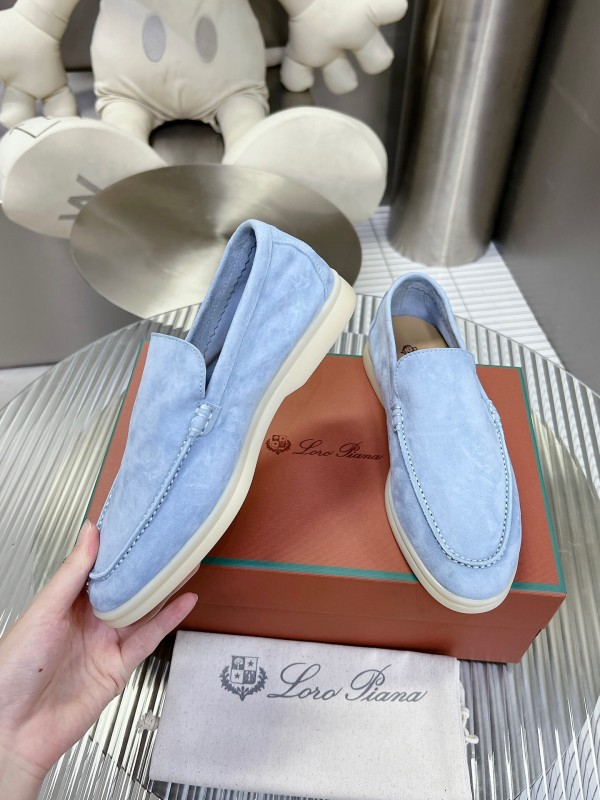 2025 Women LP Light Blue Suede Loafers LY00260