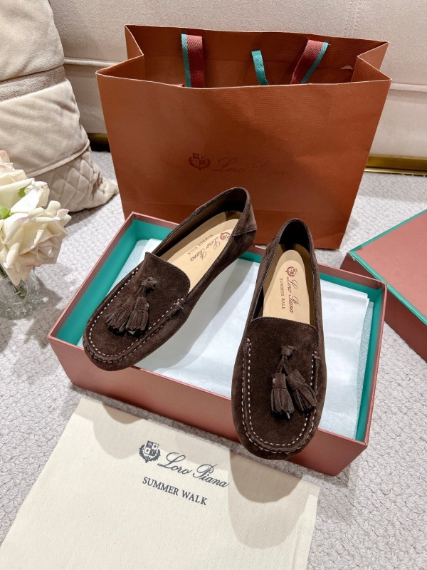 2025 Women Le Parmentier Brown Suede Loafers Tassel LY00291
