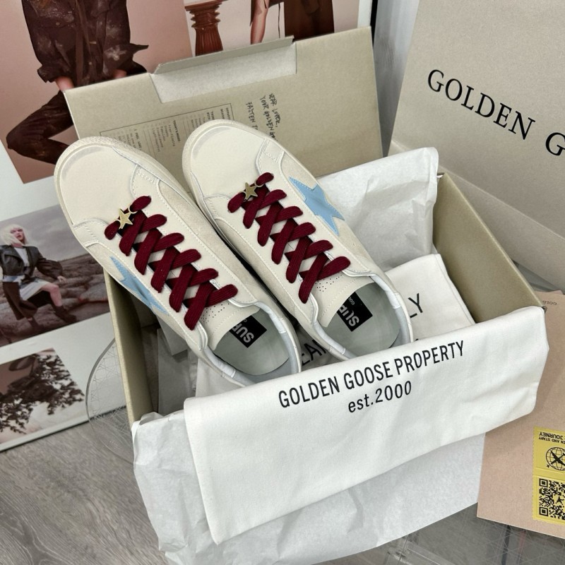 2025 Women GGDB Blue White Leather Sneakers MJ00260