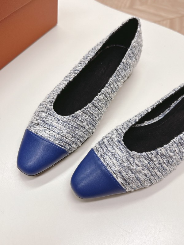 2025 Women Le Parmentier Grey Blue Knitted Leather Loafers