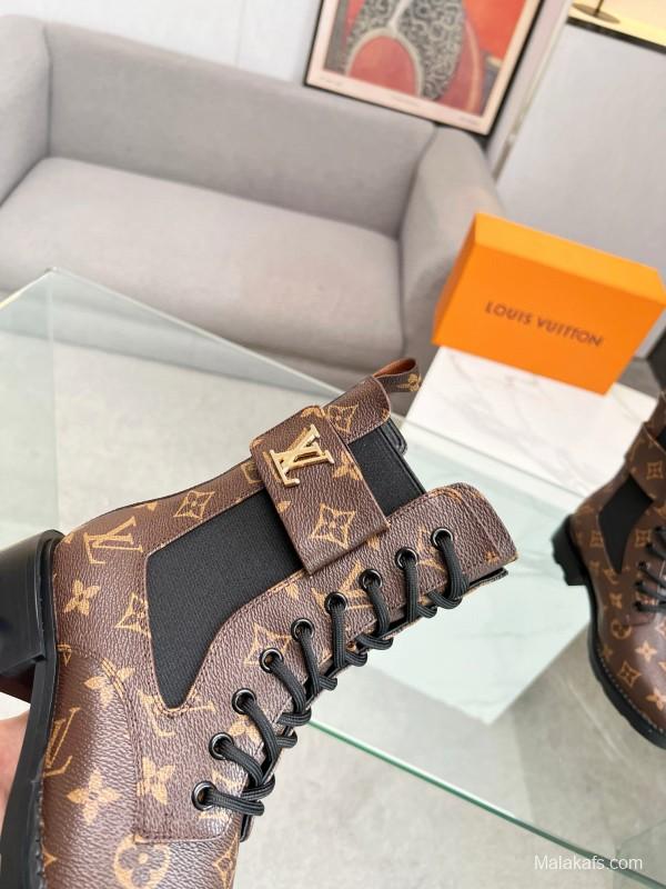 2024 Women Louis Vuitton Brown Leather Boots MJ00320