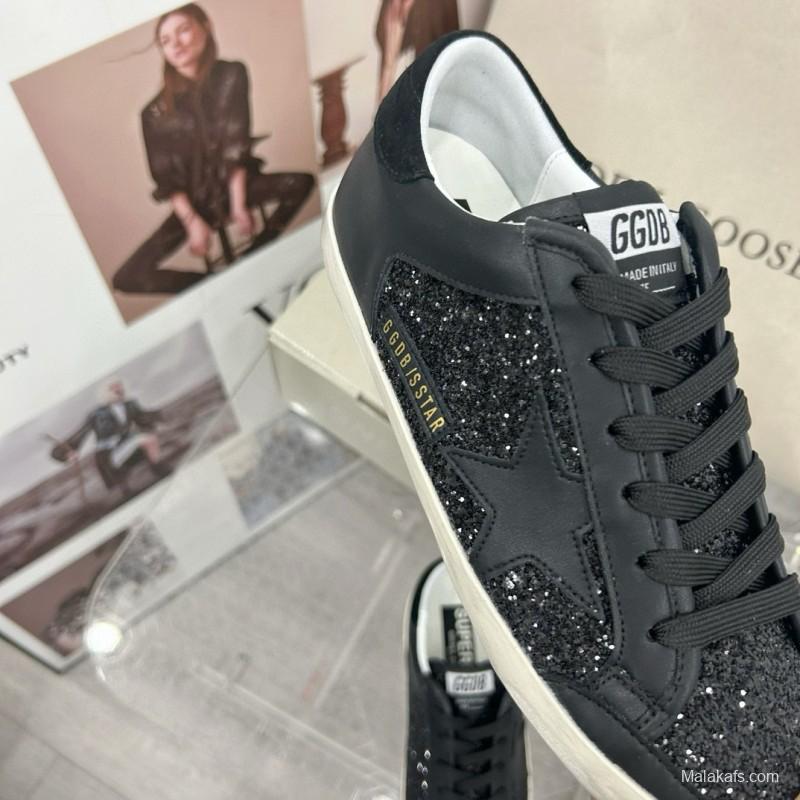 2025 Unisex GGDB Black Glitter Leather Sneakers