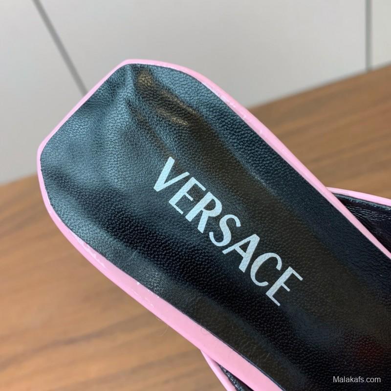 2025 Slippers VERSACE Pink Patent Leather Slippers