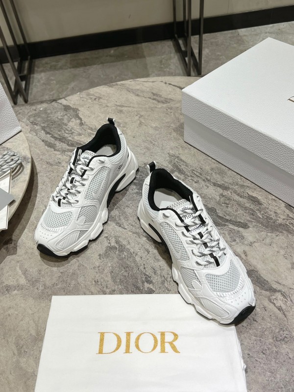 2025 Women Dior White Black Mesh Leather Sneakers KFY00370