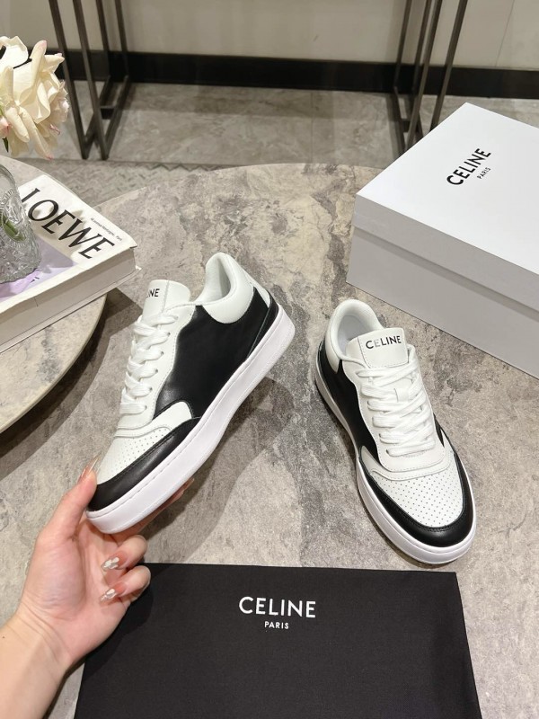 2025 Women Celine Black White Leather Sneaker