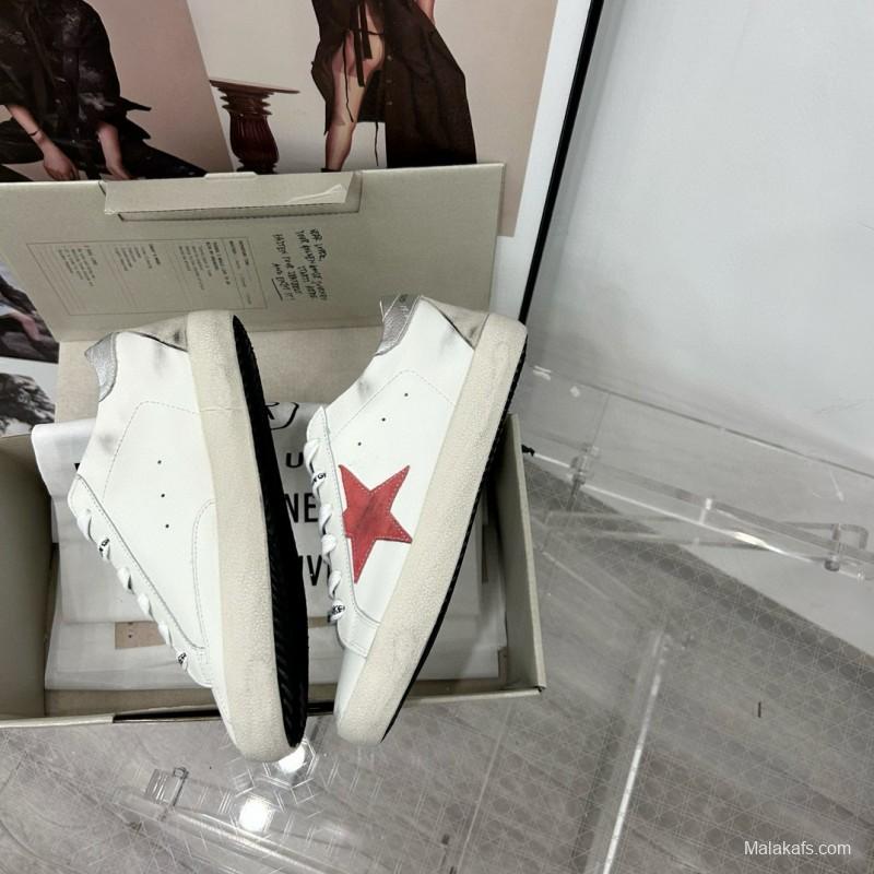 2025 Women GGDB White Red Leather Sneakers