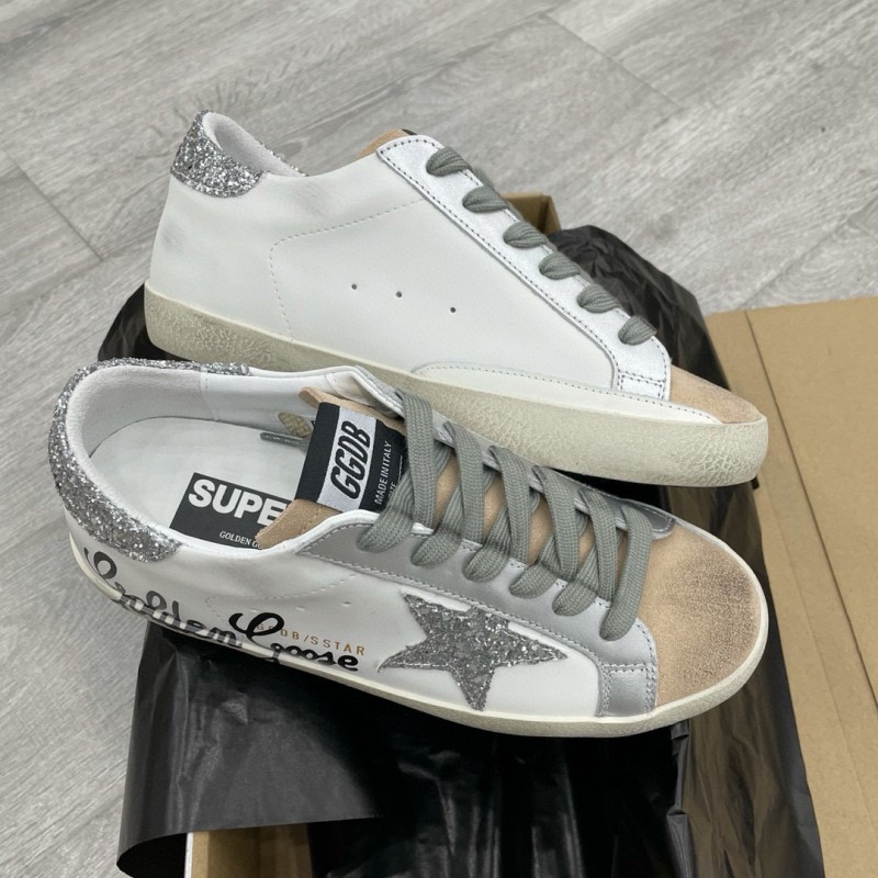 2025 Women GGDB White Silver Leather Suede Sneakers