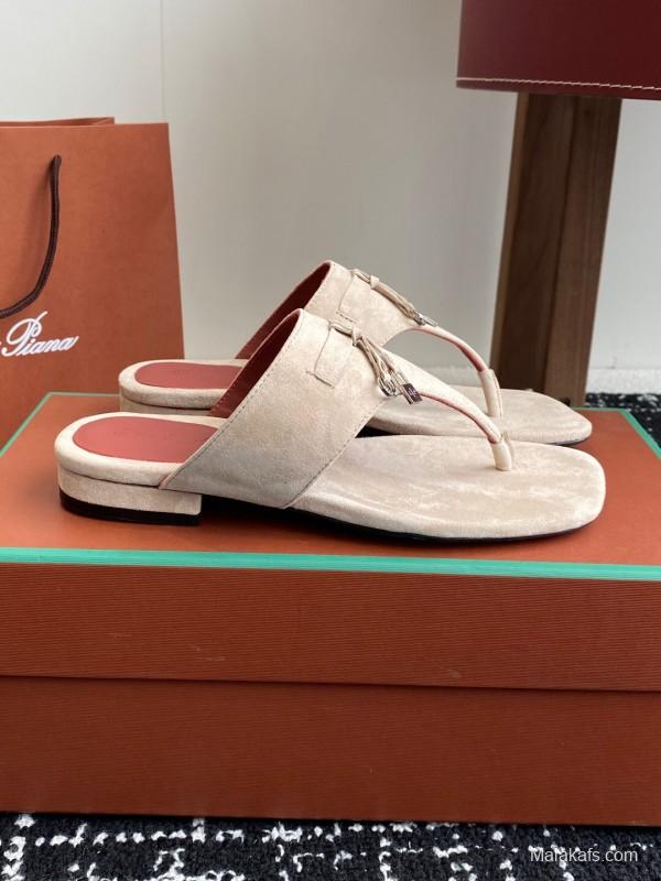 2025 Women Le Parmentier Beige Suede Slippers KFY00280