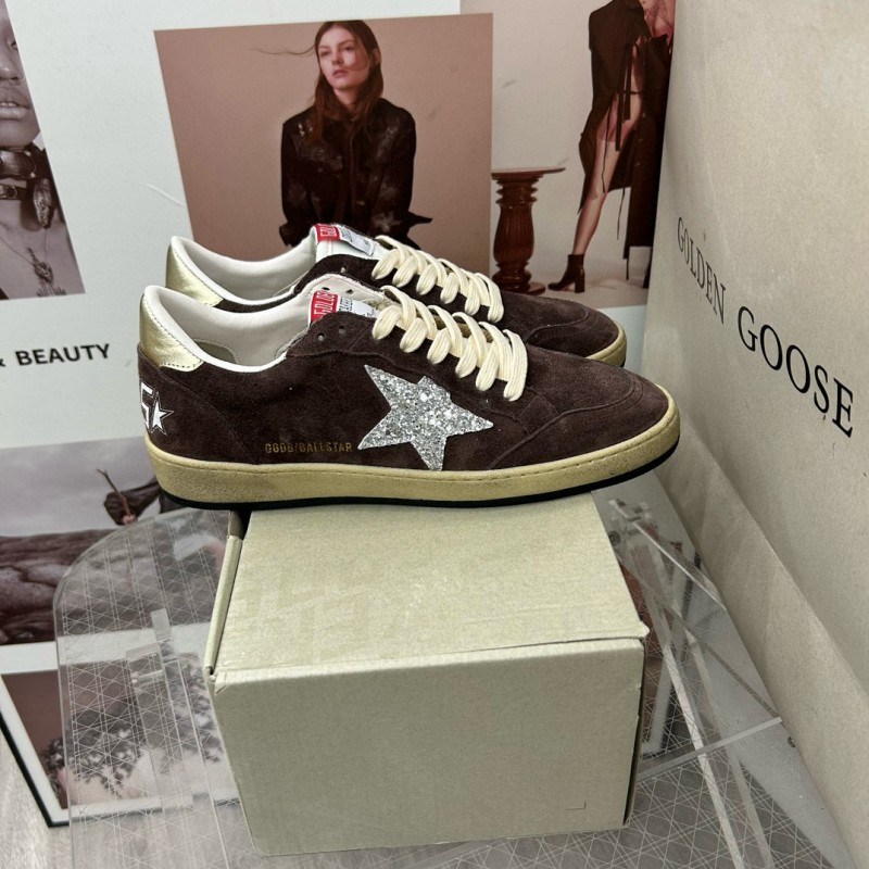 2024 Unisex GGDB Brown Silver Suede Leather Sneakers MJ00260