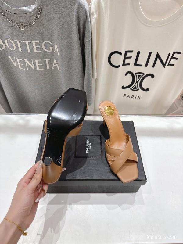 2025 Women Yves Saint Laurent Beige Leather High Heels