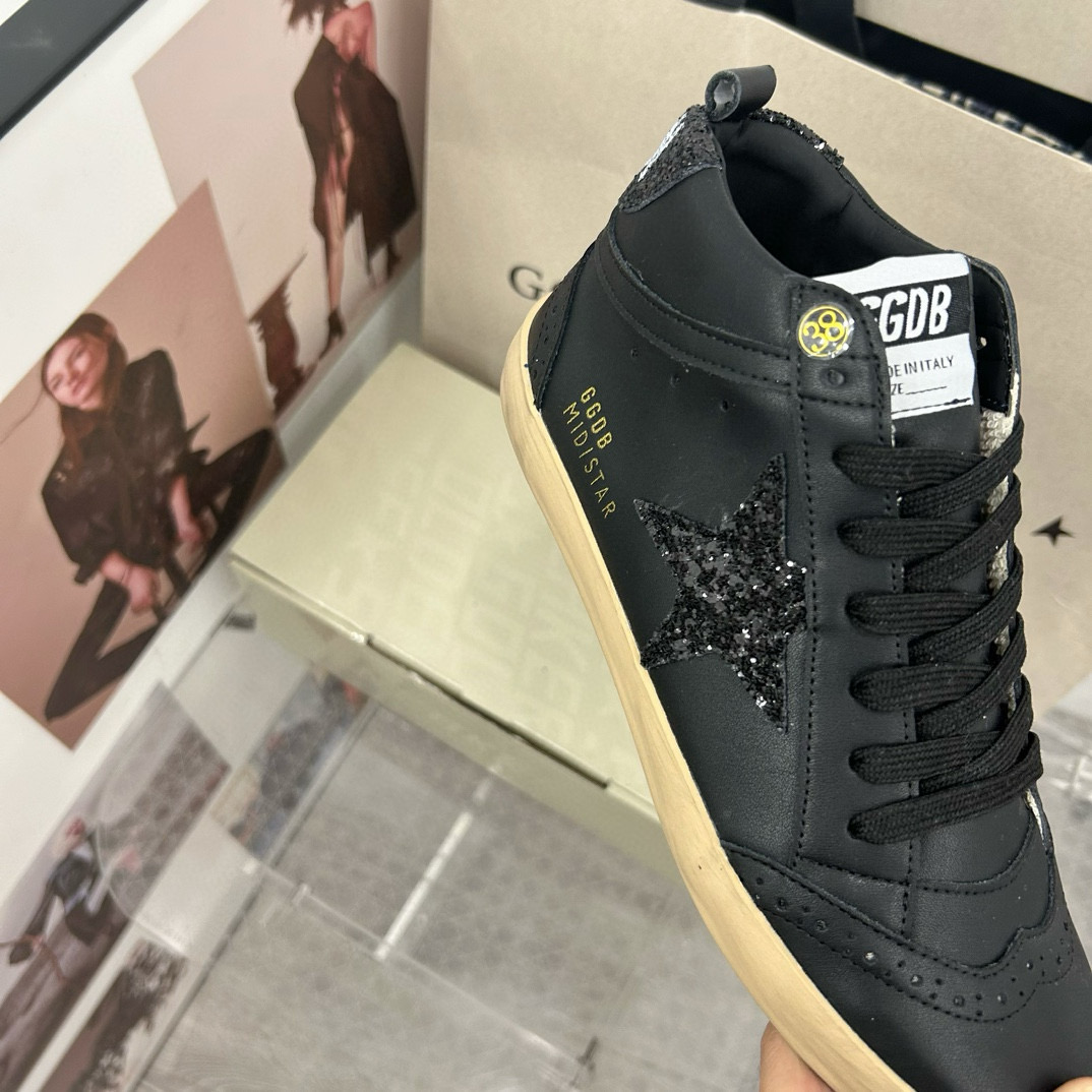 2024 Unisex GGDB Black Leather High Top Sneakers MJ00300