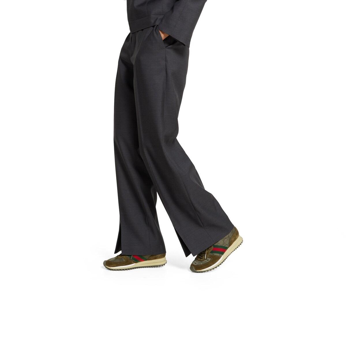 2025 Women Gucci Khaki Green Red Suede Mesh Sneakers LY00340