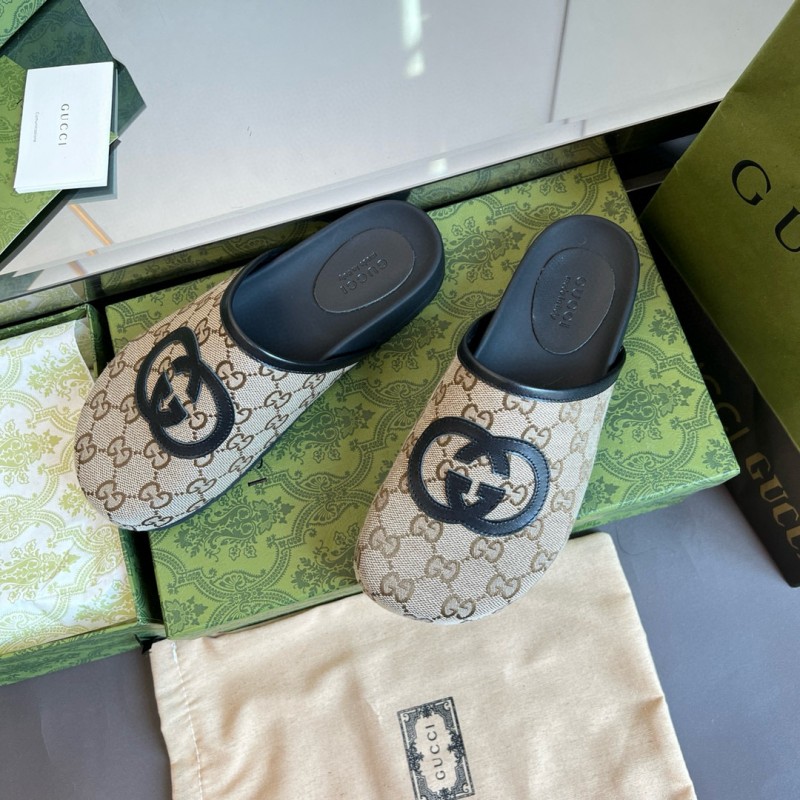 2024 Slippers Gucci beige black fabric mule MJ00280