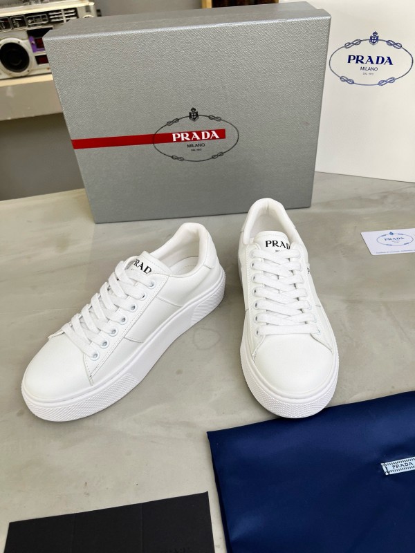 2024 Unisex Prada White Leather Sneakers MJ00310