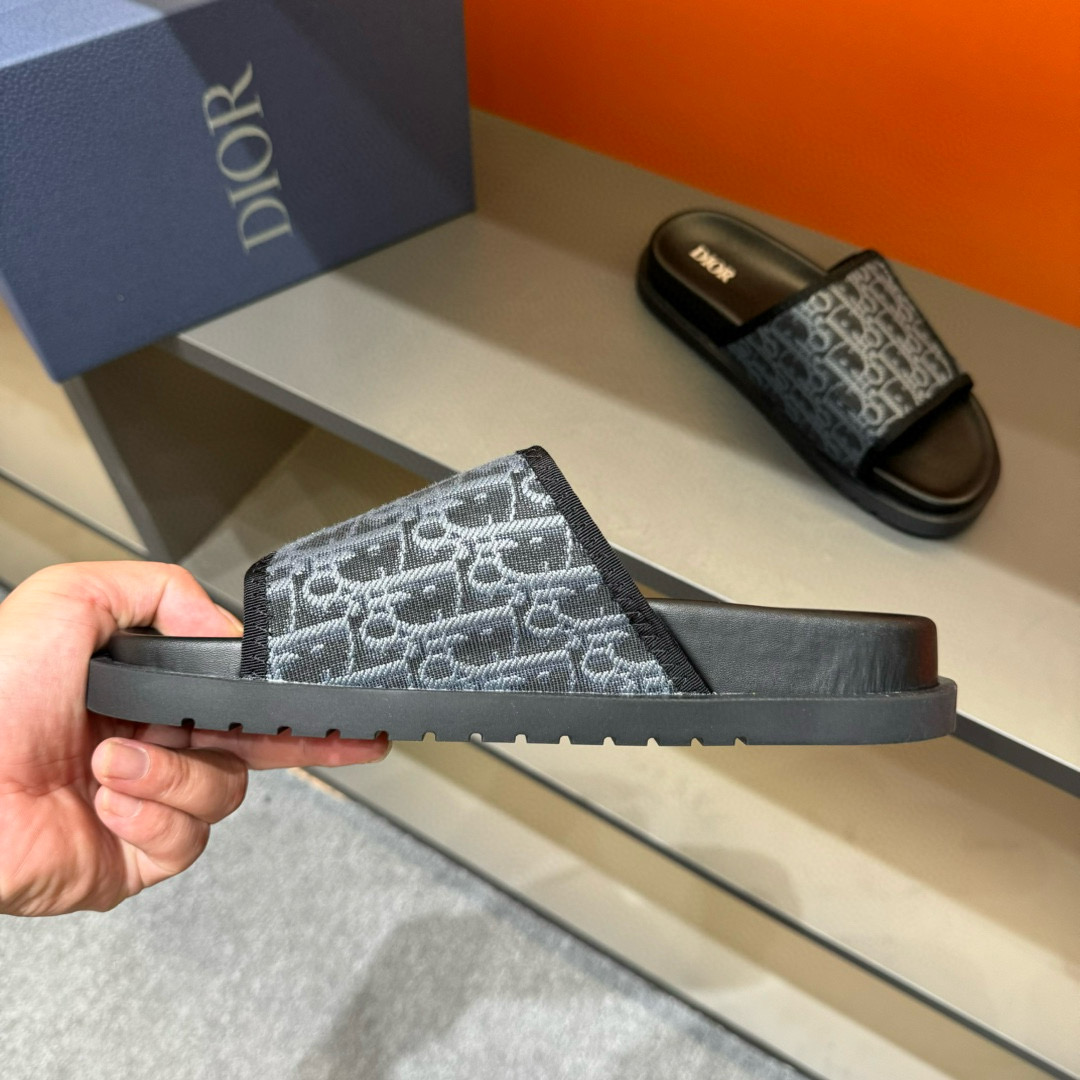2024 Slippers Dior Black Fabric Slippers MJ00180
