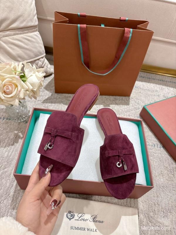 2025 Slippers LP Bloodred Suede Slippers