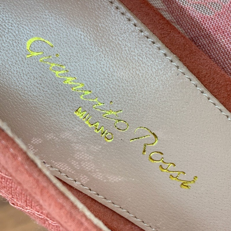 2025 Women Gianvito Rossi Pink Lace Leather Pumps