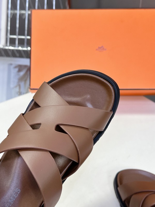 2025 Women Hermès Brown Leather Sandals