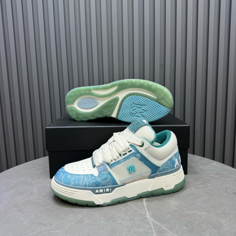 2024 Unisex Amiri Blue White Mesh Leather Sneakers MJ00360