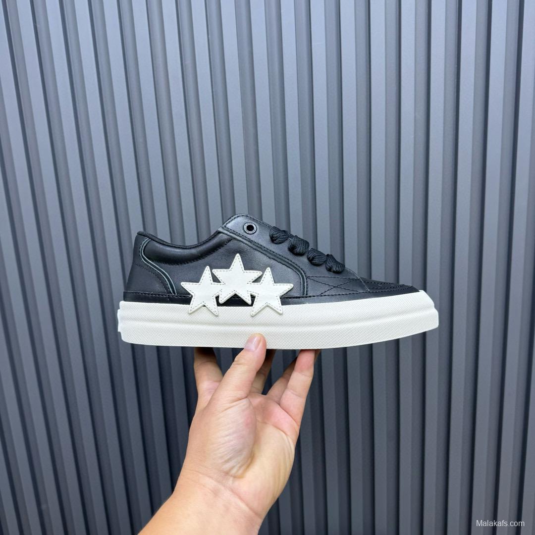 2024 Unisex Amiri Black White Leather Sneakers MJ00300