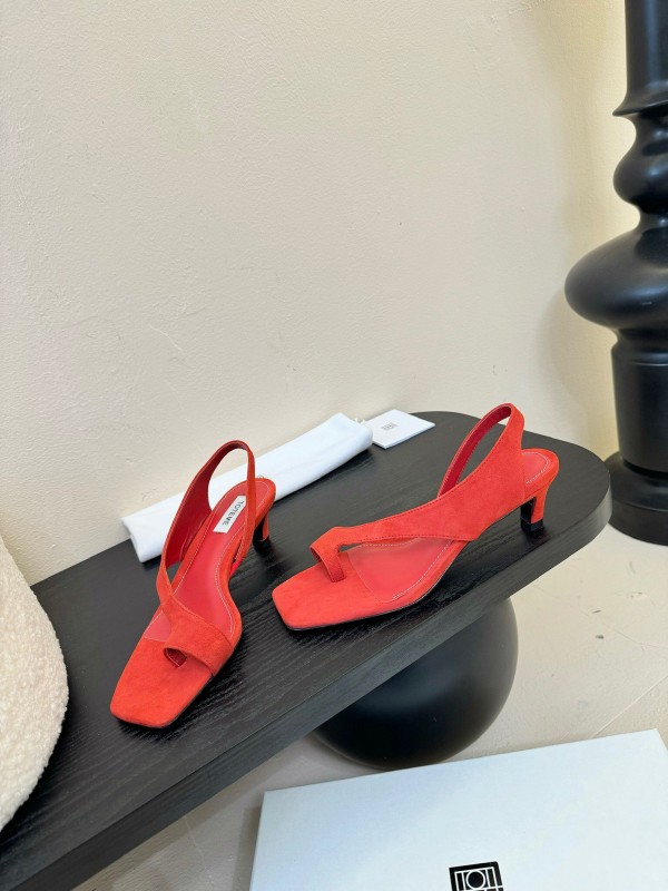 2025 Women Toteme Red Suede Slingback Kitten Heel
