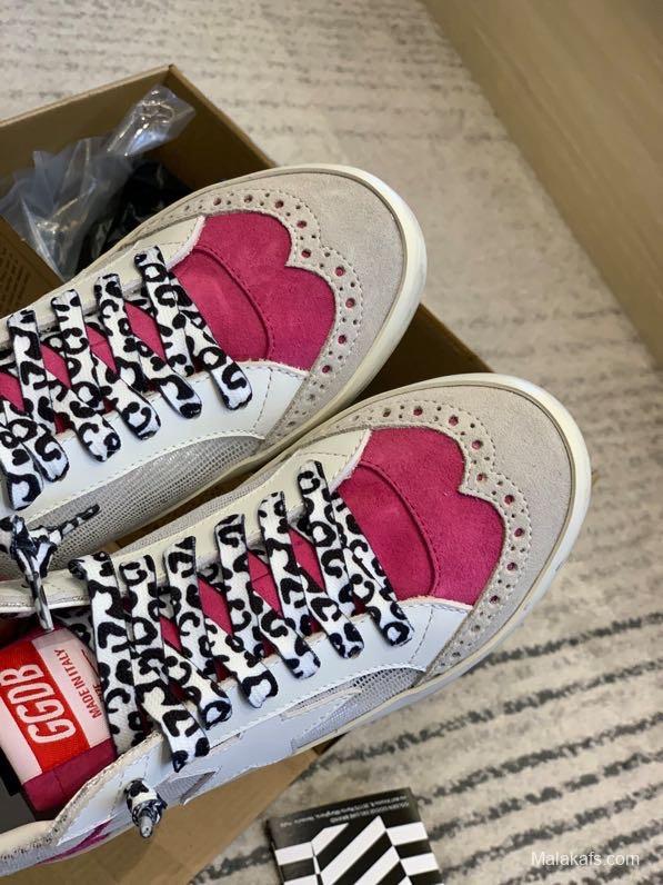 2024 Unisex GGDB White Pink Leather Suede High Top Sneakers MJ00300