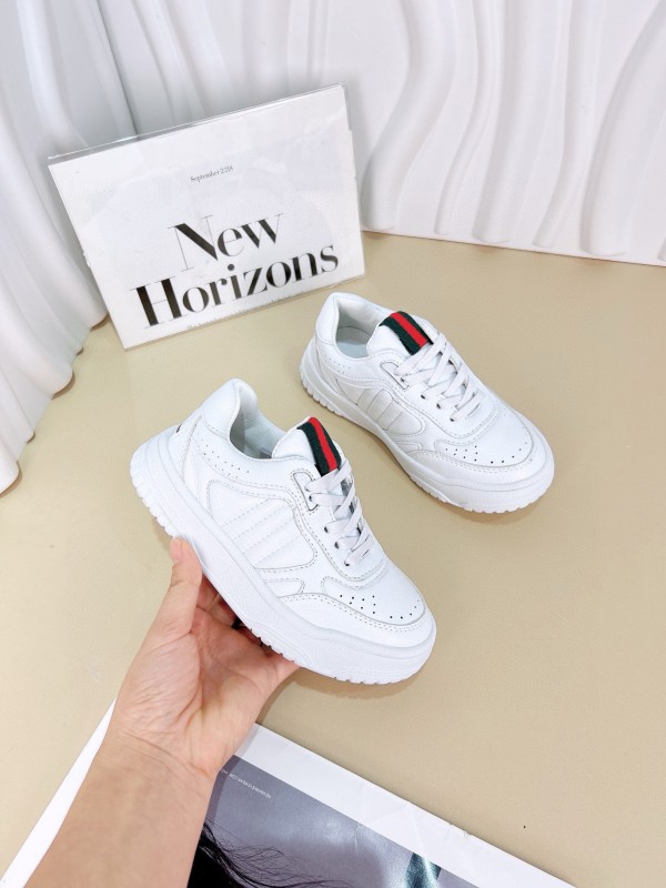 2024 Kids Gucci White Leather Sneakers