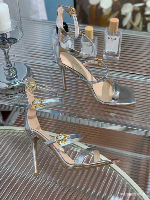 2025 Women Gianvito Rossi Silver Leather Sandals