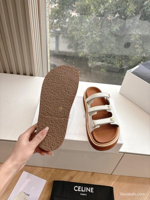 2025 CELINE White Leather Sandals