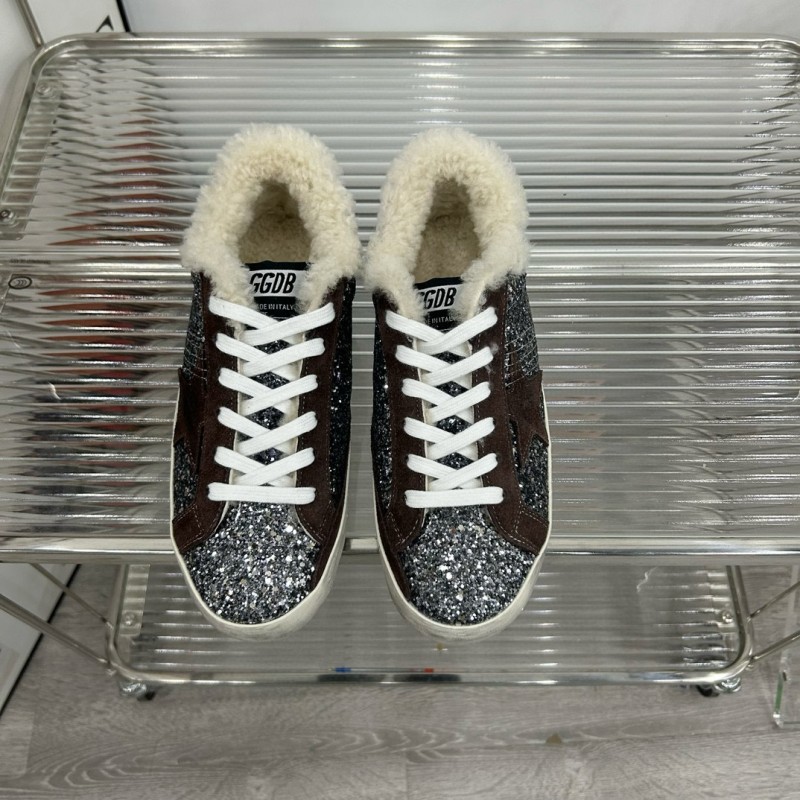 2025 Women GGDB Black Silver Glitter Leather Sneakers MJ00260