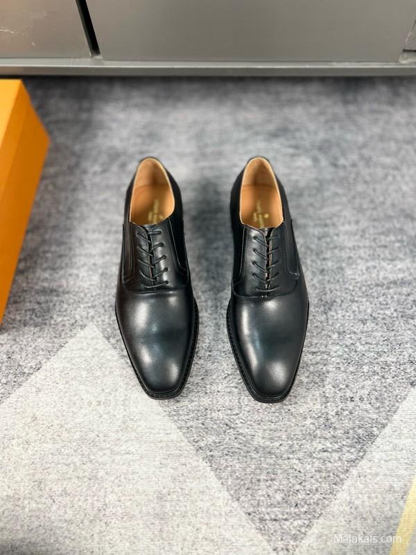 2024 Men Louis Vuitton Black Leather Leather Oxford MJ00380