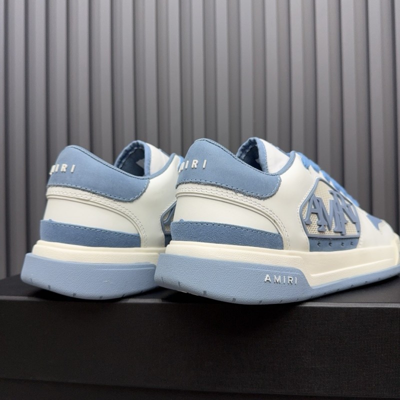 2025 Unisex Amiri White Light Blue Leather Sneakers MJ00360