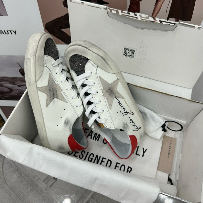 2025 Women GGDB White Red Leather Sneakers