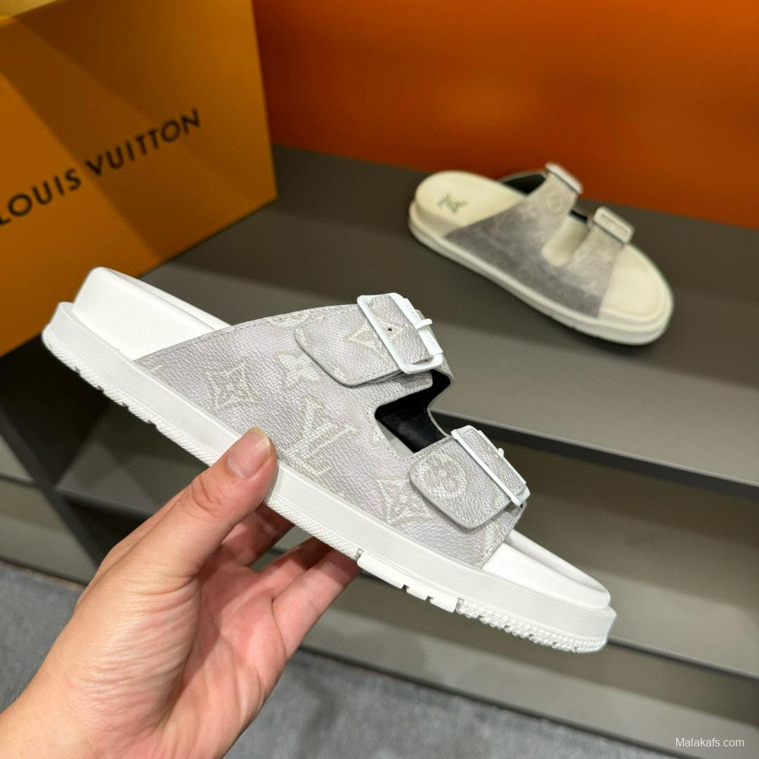 2024 Slippers Louis Vuitton White Canvas Slippers