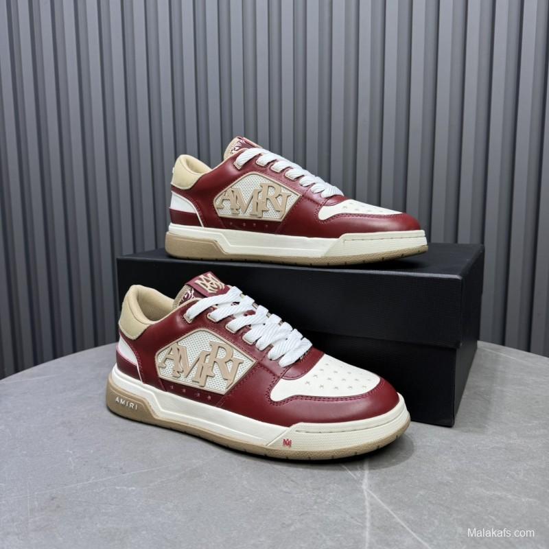 2025 Unisex Amiri Red White Beige Leather Sneakers MJ00360