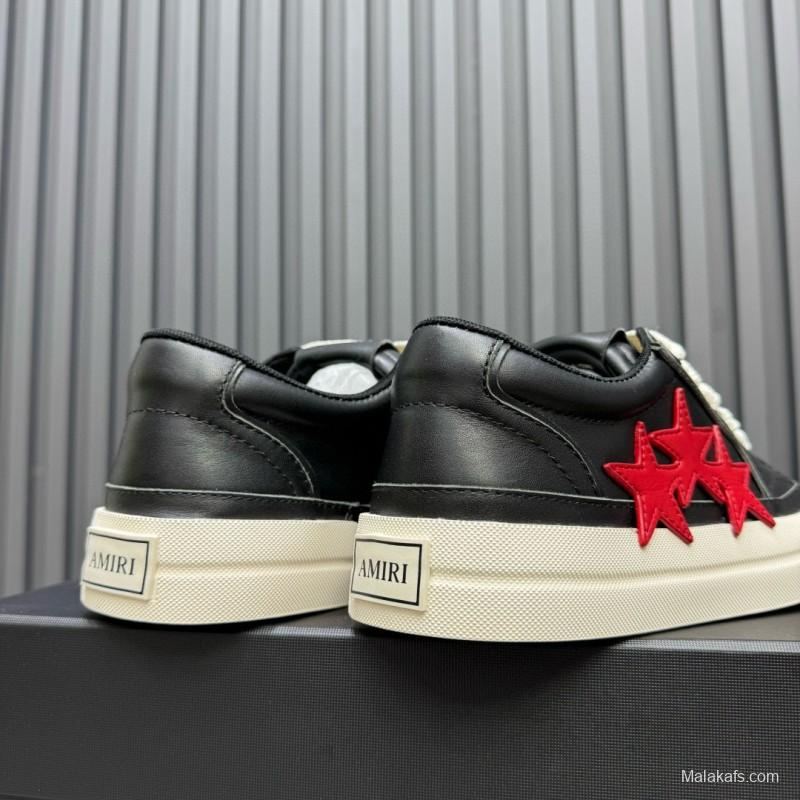 2024 Unisex Amiri Black Red Leather Sneakers MJ00300
