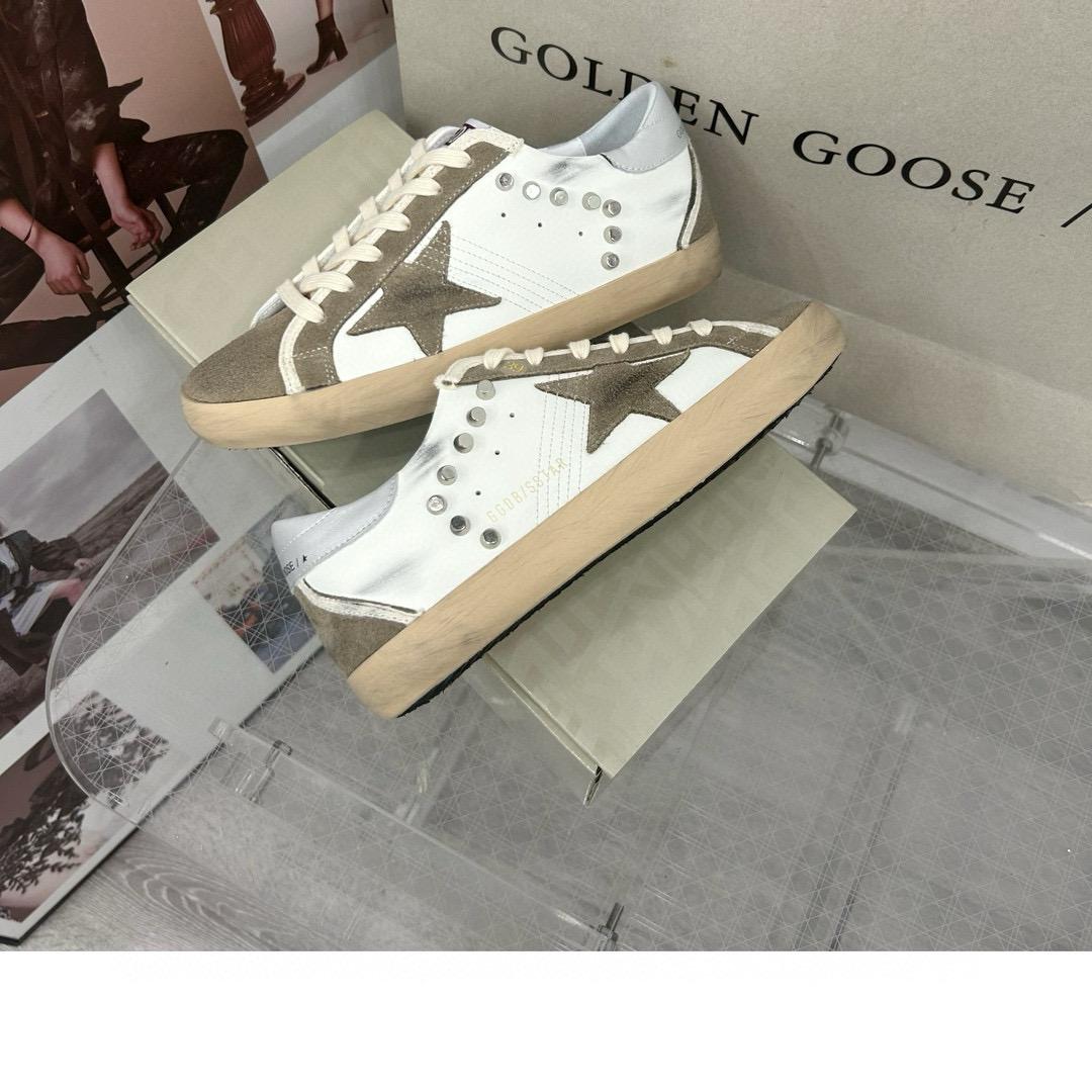 2025 Women GGDB White Beige Suede Leather Sneakers MJ00260