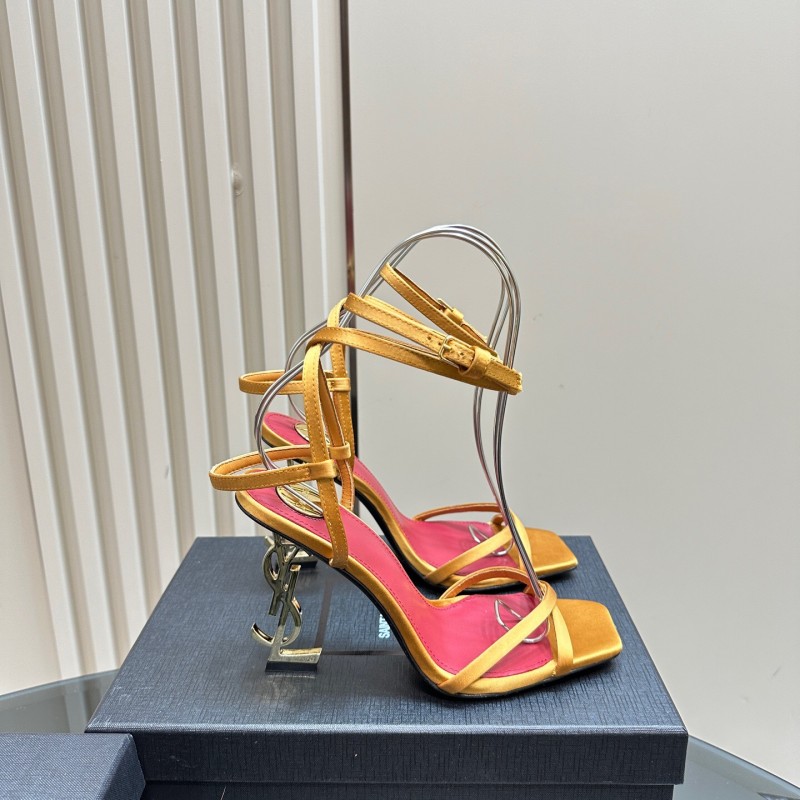 2025 Women Yves Saint Laurent Yellow Leather Sandals