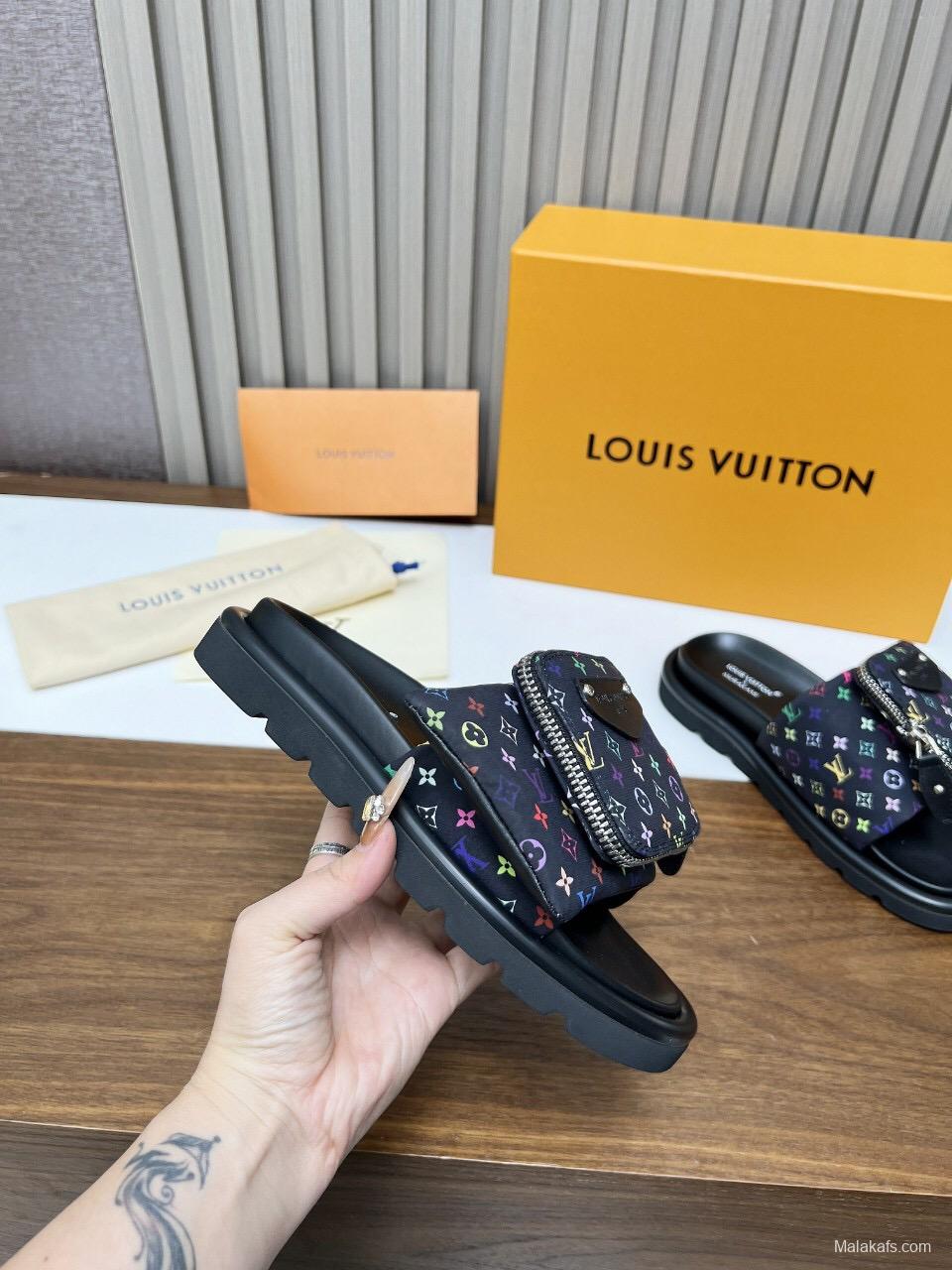 2025 Slippers Louis Vuitton Multicolor Canvas Slippers KFY00230