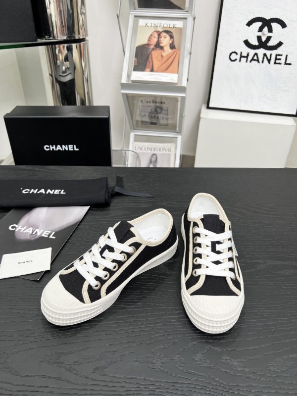 2025 Women Chanel Black Canvas Sneakers LY00230