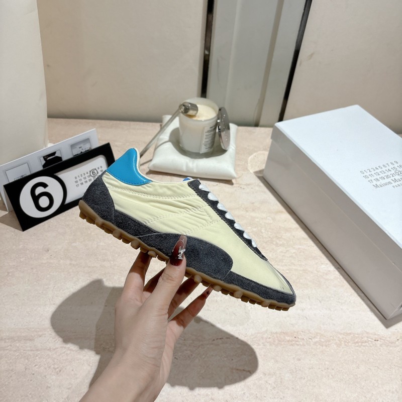 2025 Unisex Maison Margiela White Black Nylon Suede Sneakers Vintage Effect