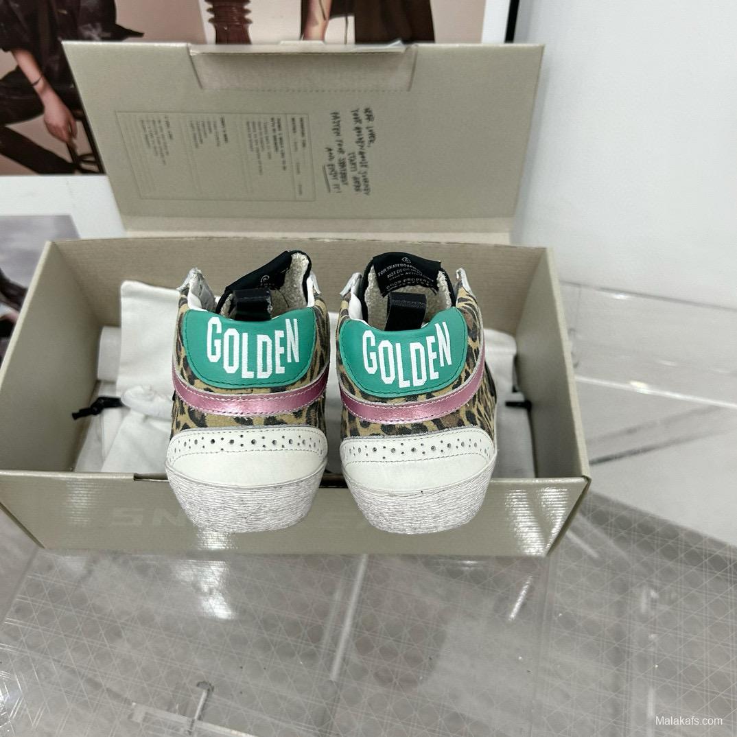 2024 Unisex GGDB Leopard Pink Green Leather Suede High Top Sneakers MJ00300