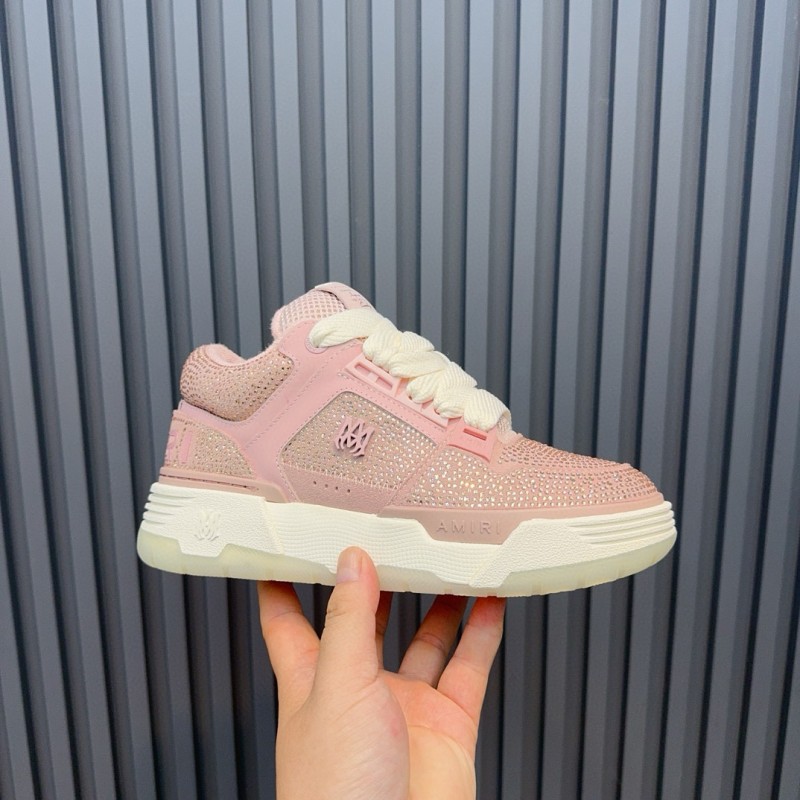 2024 Women Amiri pink mesh leather sneakers MJ00410
