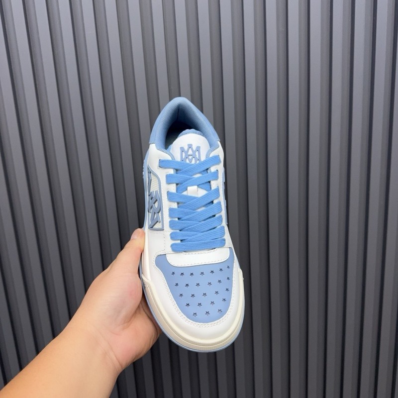 2025 Unisex Amiri White Light Blue Leather Sneakers MJ00360