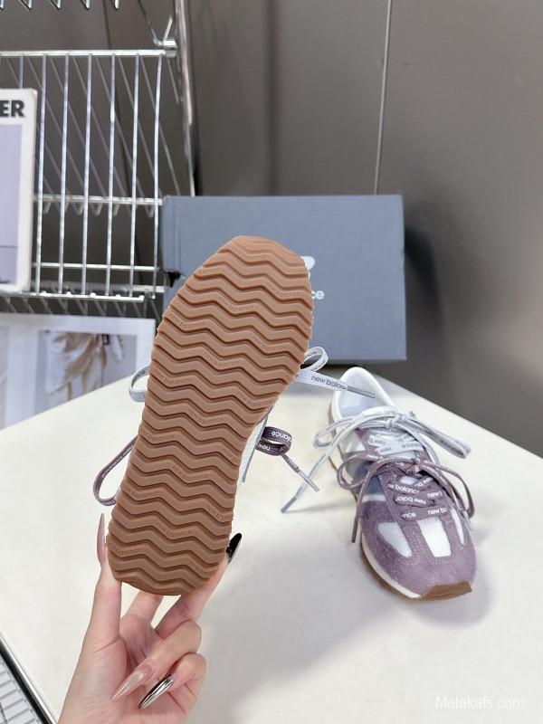 2025 Women New Balance White Purple Suede Mesh Running Shoes KFY00270