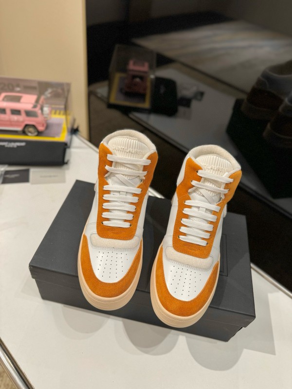 2024 Unisex Yves Saint Laurent White Orange Leather Sneakers MJ00390