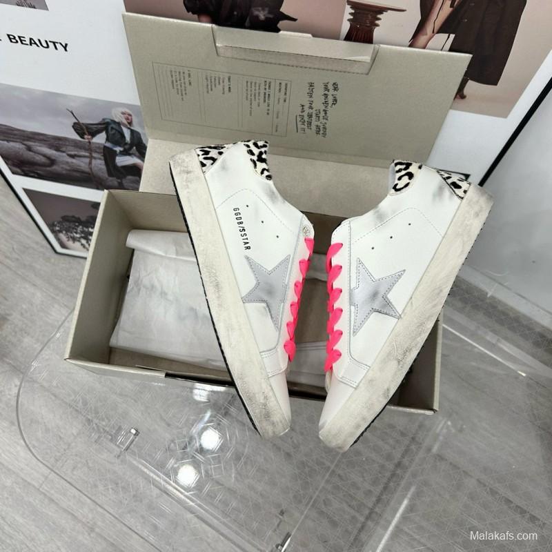 2025 Women GGDB White Pink Leather Sneakers